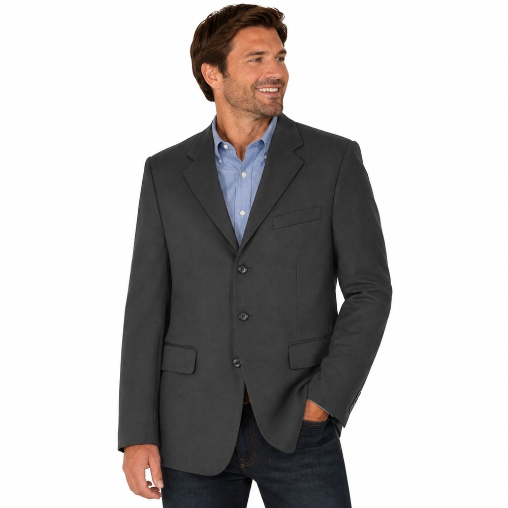 Adolfo Blazer Mens 42 R Charcoal Grey Super 120s Wool 3-Button Made in Italy